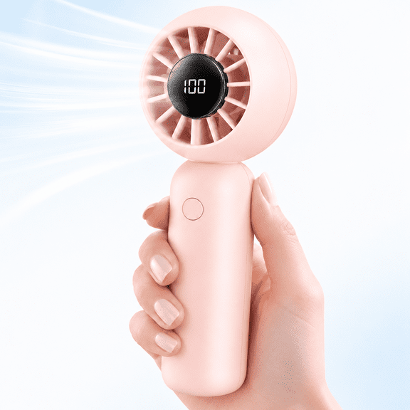 Small Portable Fan, Rechargeable 4000mAh Mini Personal Fan with 5 Speeds, Air Turbo Handheld Fan for Outdoor Indoor, Travel, Makeup, Eyelash, Kids & Women, Pink