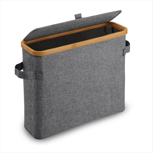 Soporte de Papel Higiénico de Bambú para Almacenamiento de Papel Higiénico con Tapa de Bambú para Armario de Baño, Color Gris