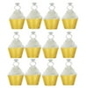 12pk Diamond Ring Wedding Bridal Shower Cupcake Toppers w Gold Glitter Wrappers