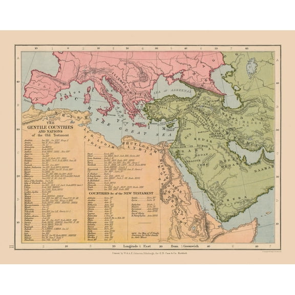 Historic Map - Gentile Countries Old Testament - Case 1878 - Vintage Wall Art