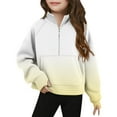 thumbnail image 2 of Nmnitkp Girls Sweatshirt Healthy and High-Quality Fabric Half Ziper Collar Cropped Hoodies Long Sleeve Fleece Zip Up Pullover Sweatshirts Yellow,7 Years, 2 of 5