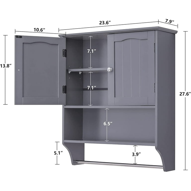 VIAGDO Wall Cabinet Bathroom Storage Cabinet Wall Mounted with Adjustable Shelves Inside, Double Door Medicine Cabinet, Utility Cabinet Organizer