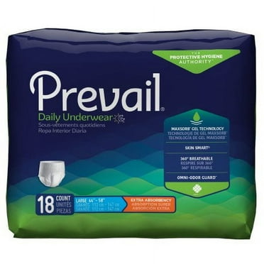 Case of 72 - Prevail Extra Absorbency Unisex Daily Underwear, Pull On, Large