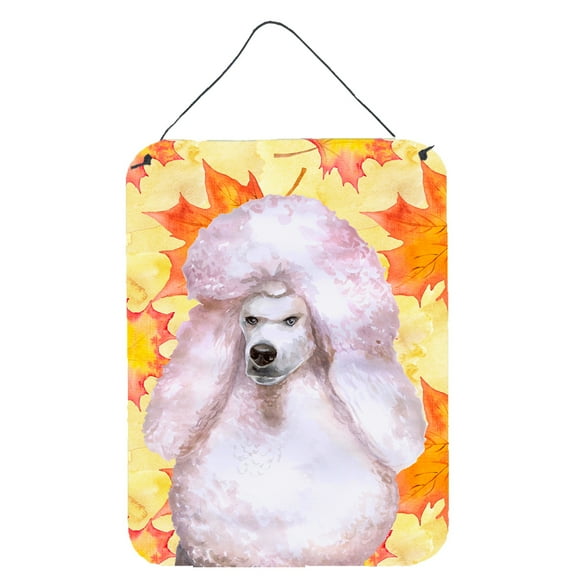 Carolines Treasures BB9978DS1216 White Standard Poodle Fall Wall or Door Hanging Prints Yellow 12WX16H multicolor
