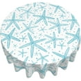 thumbnail image 3 of Nautical Coastal Tablecloth Round 60 Inch Blue and Teal Starfish Table Cloth Washable Summer Farmhouse Beach Table Cover for Kitchen Dinner Room Holiday Picnic Party Camping Indoor Outdoor Decor, 3 of 6