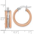 thumbnail image 2 of 14K White Gold With Rose Rhodium Polished And Textured Hoop Earrings (20.28 X 19.26) Made In Italy tf2048wr, 2 of 5