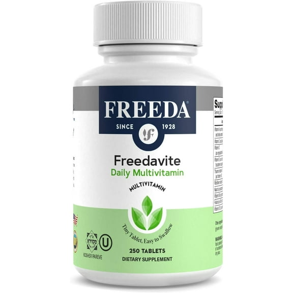 Freeda Multivitamin for Women and Men with Vitamin B1, B2, B6, B12, Folic Acid, and More, 250 Tablets