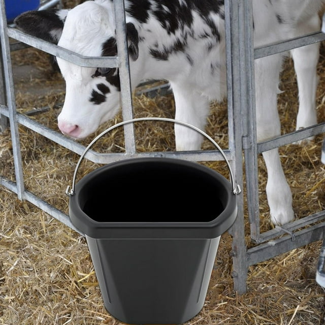 Cubo de comida para caballos, tazón de agua, contenedor de almacenamiento multiusos con asa, cubo utilitario, comedero de goma para exteriores,