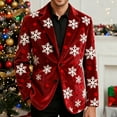 thumbnail image 4 of oelaio Men's Christmas Party Blazer Ugly Xmas Novelty Print Tuxedo Suit Jacket Two Button Lapel Jacket Red XL, 4 of 8