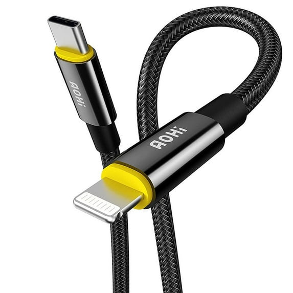 AOHI USB C to Lightning Cable, 6ft MFi Certified iPhone Fast Charger Cable, 60W 3A USB C Power Delivery Charging Cord for iPhone 13 Pro Max 12 11 X XS XR 8 Plus, AirPods Pro, iPad, Black