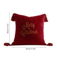 thumbnail image 3 of chaungfeng Christmas Pillow Cover, Merry Christmas Embroidered Decorative Sofa Cushion Cases with Tassel, 45x45cm Holiday Decor, Soft Fabric, for Living Room, Bedroom, Chair, 3 of 6