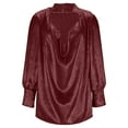 thumbnail image 5 of JGGSPWM Metallic Shiny Cowl Neck Blouse for Women Dressy Loose Lapel Tops Long Sleeve Elegant Business Casual Party Shirts Red XXL, 5 of 6