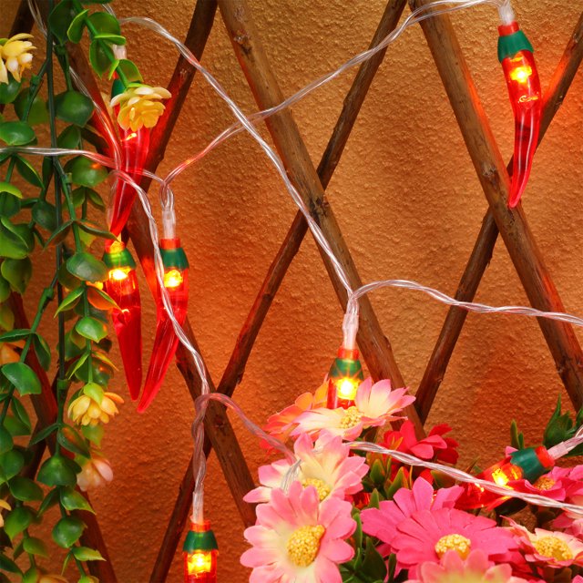 unbranded Luces De Cadena Rojas En Forma De Chili Impermeables Para Interior Y Exterior