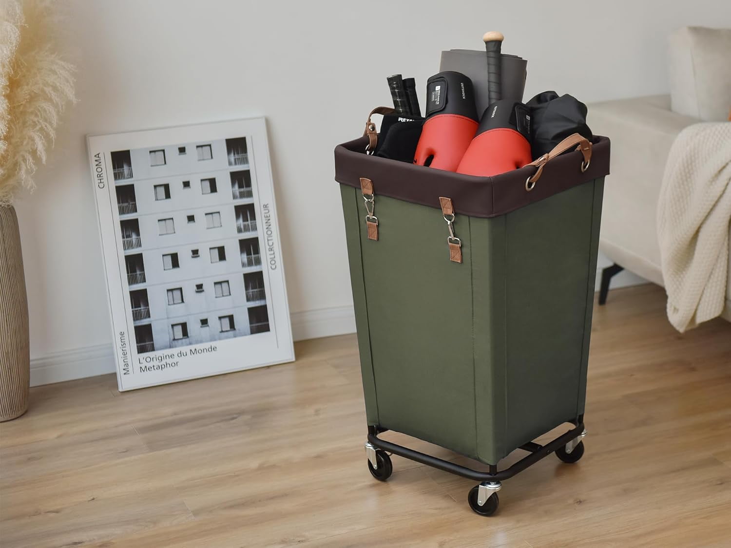 160L Laundry Basket with Wheels, Large Rolling Hampers for Clothing Organizer, Dirty Clothes Basket for Hotel, Home, Closet, Dorm, Green