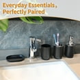 thumbnail image 3 of WeGuard Bathroom Accessories Set, 6 Pcs Gift Ensemble Set Toothbrush Holder, Toothbrush Cup, Soap Dispenser, Soap Dish, Toilet Brush Holder and Trash Can, Black, 3 of 7