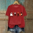 thumbnail image 2 of zaveiop Women's Halloween Graphic T-Shirt with Adorable Cat & Ghost Prints Short Sleeve Casual Tees for Festival (Red, M), 2 of 4