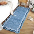 thumbnail image 2 of Washable Scalloped Runner Rug 2x6ft – Modern Plain Low Pile Non-Slip Carpet with Rubber Backing for Kitchen, Hallway, Bedroom, Entryway, Laundry, Nursery – Blue Tint, USA, 2 of 8