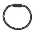 thumbnail image 3 of Primal Steel Stainless Steel Polished Black IP-plated Braided Wire and Rubber 8.25 Inch Bracelet, 3 of 8
