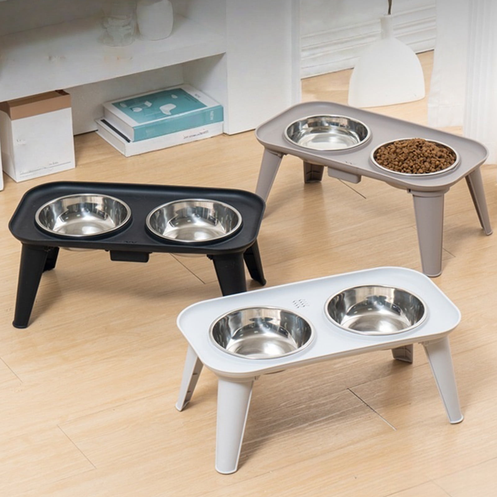 High Neck Relief Elevated Dog Bowls, Stainless Feeder for Large Breeds & Home Use