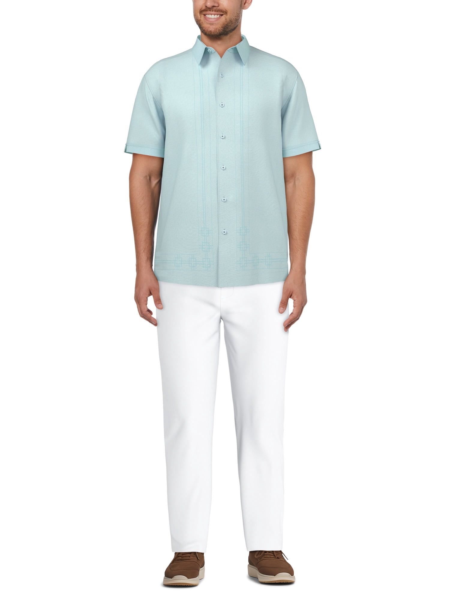 Cafe Luna Men's and Big Men's Crosshatch L-Shape Print Short Sleeve Shirt, Sizes S-5XL