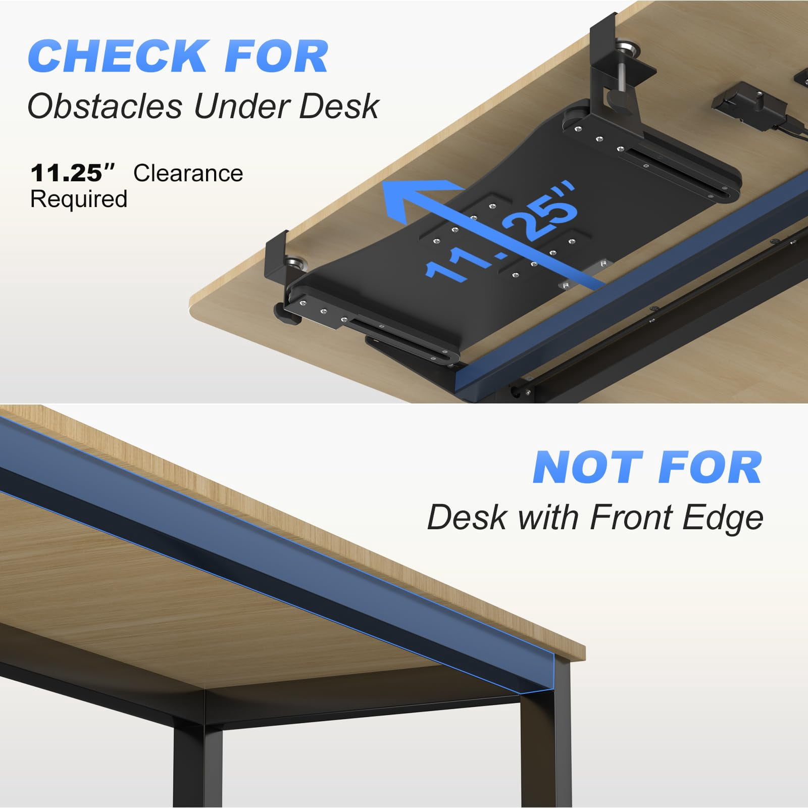 Large Tray Under Desk Pull Out With C Clamp Mount  Computer & Mouse 34 (38 Including Clamps) X 11.8 Inch Slide-out Platform Drawer For Typing Black Dsf1lb