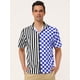 thumbnail image 2 of INSPIRE CHIC Camisa de cuadros a rayas estampada con botones y manga corta en color en contraste para hombre Azul negro M, 2 of 6