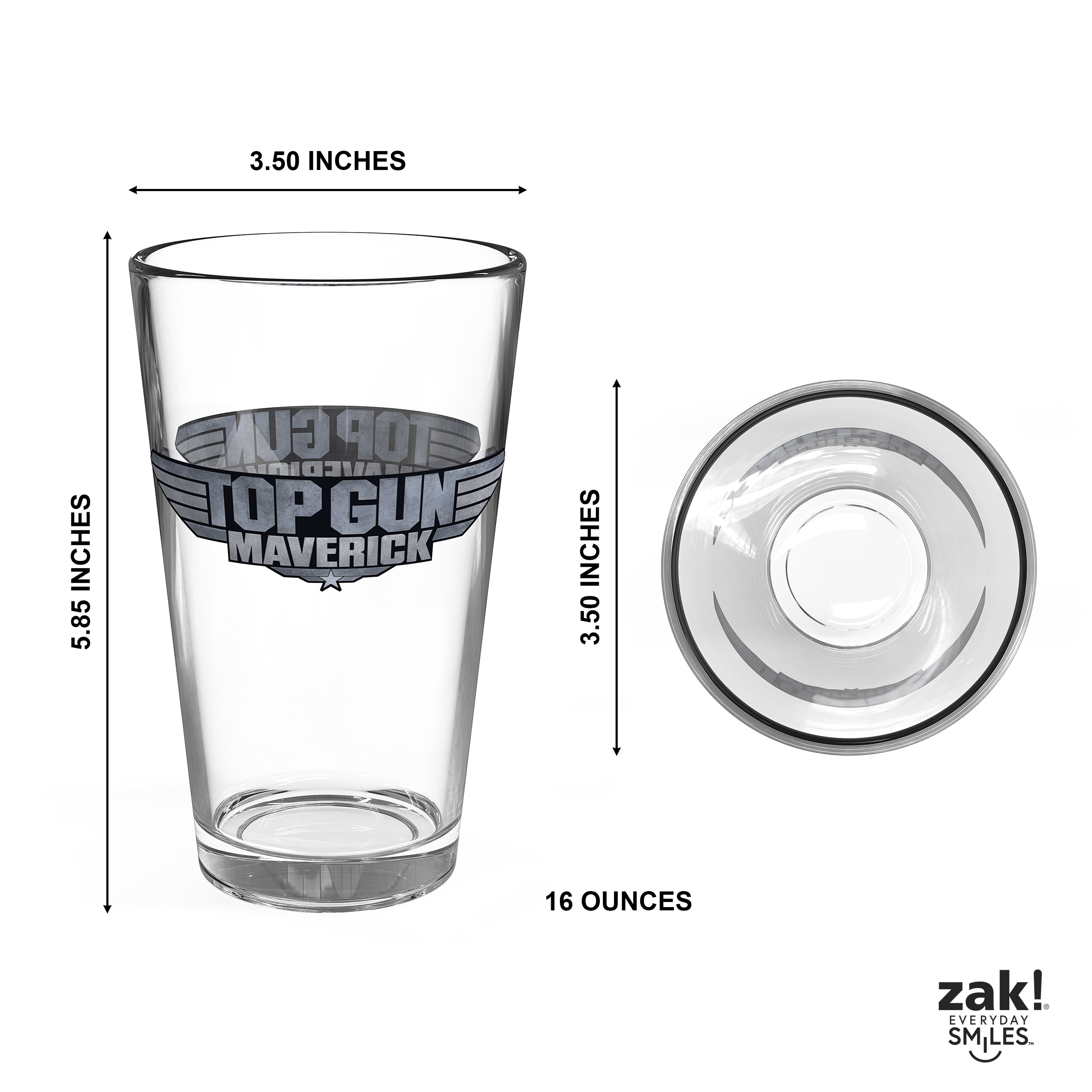 (2 pack) Zak Designs Top Gun 16oz Pint Glass