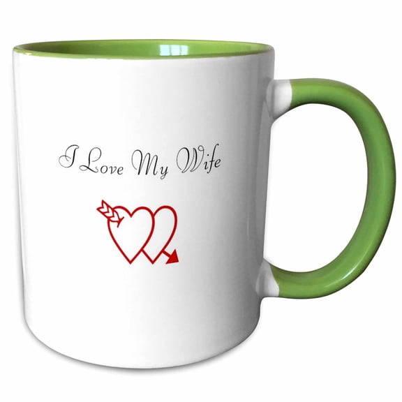 3drose, I Love My Wife Heart, 15oz Two-tone Green Mug