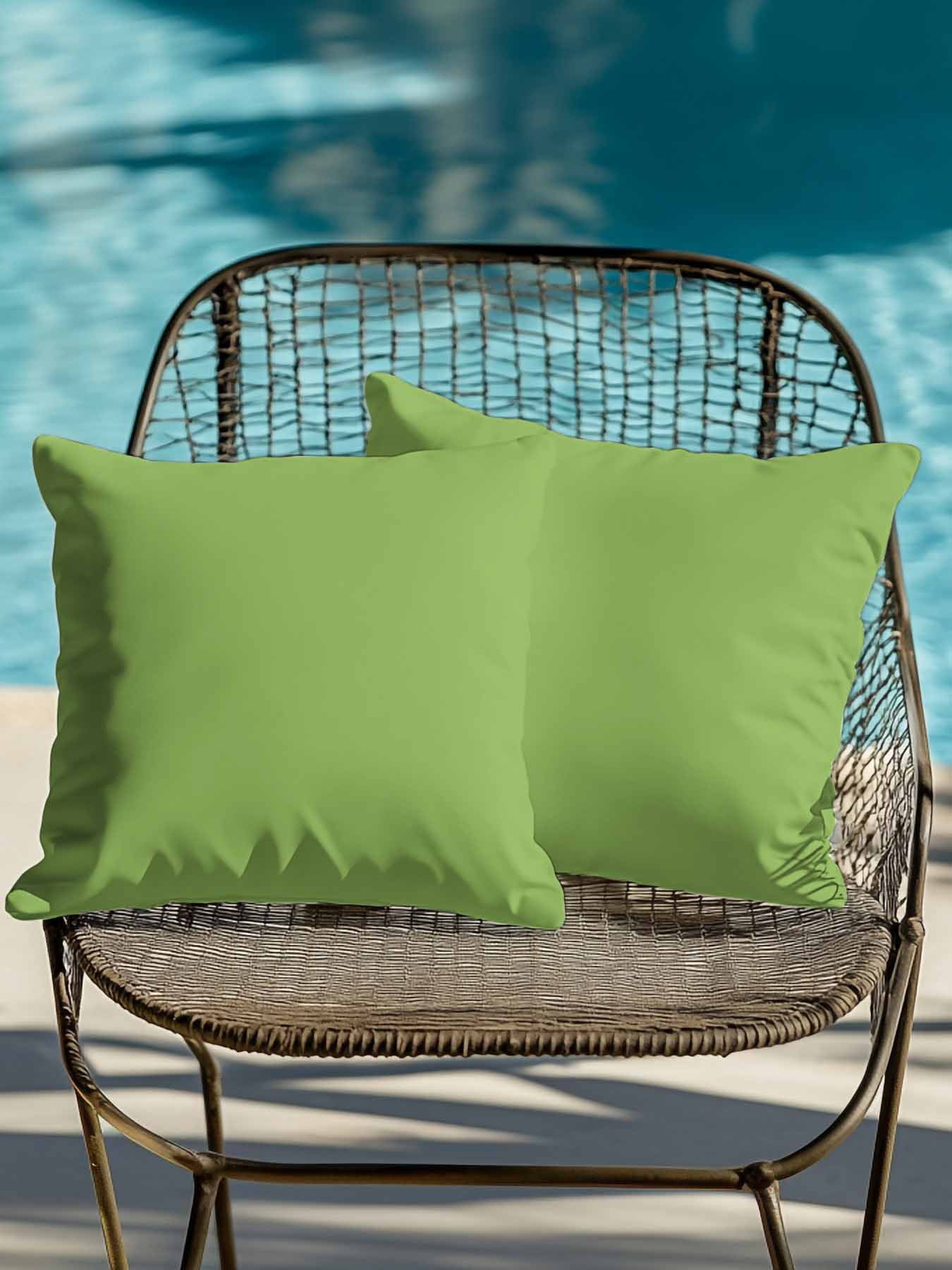 Waterproof Outdoor Throw Pillows with Inserts 18"x18" Set of 2, Green Soft Decorative Pillowcases for Couch Bedroom, Solid Color Simple Abstract Fashion Light Color Pillow Covers for Sofa Living Room