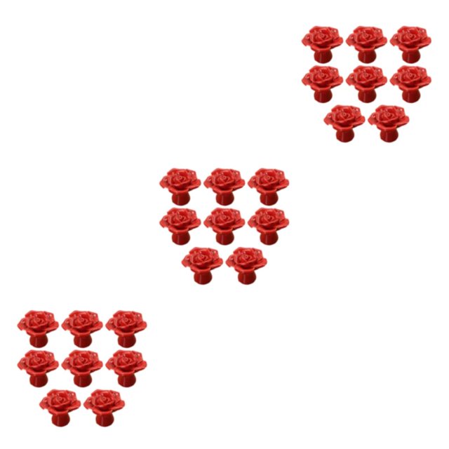 ZheElen Decorative And Easy-to-install Flower Pulls Knobs For Unique Touch Wide Range red 3Set