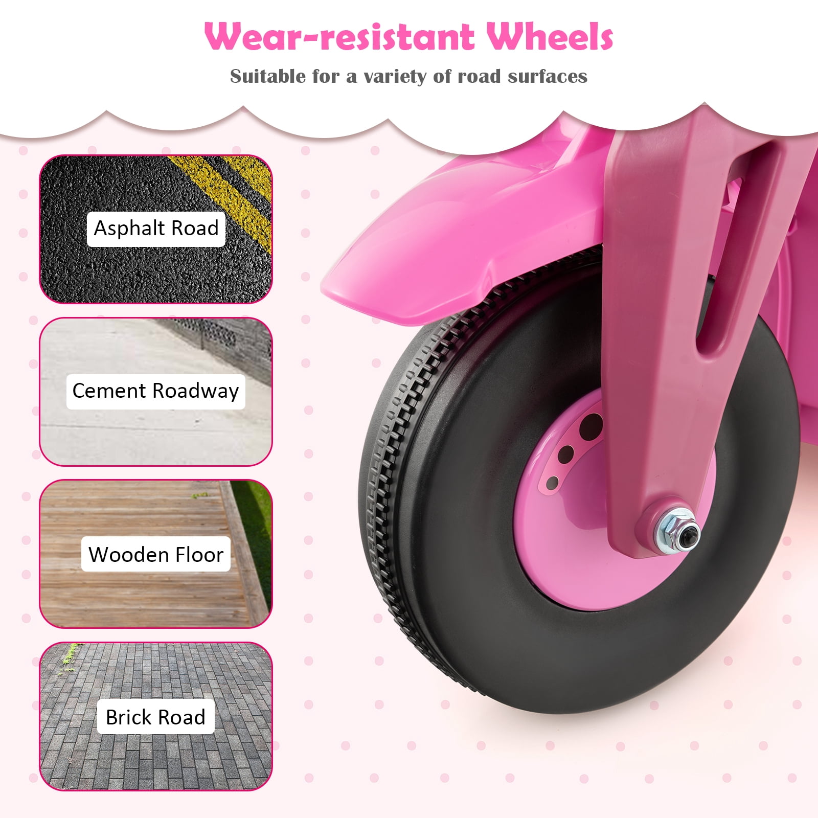 Costway 6V Kids Bubble Car Electric Ride on Motorcycle with Music Button & LED Headlight Pink