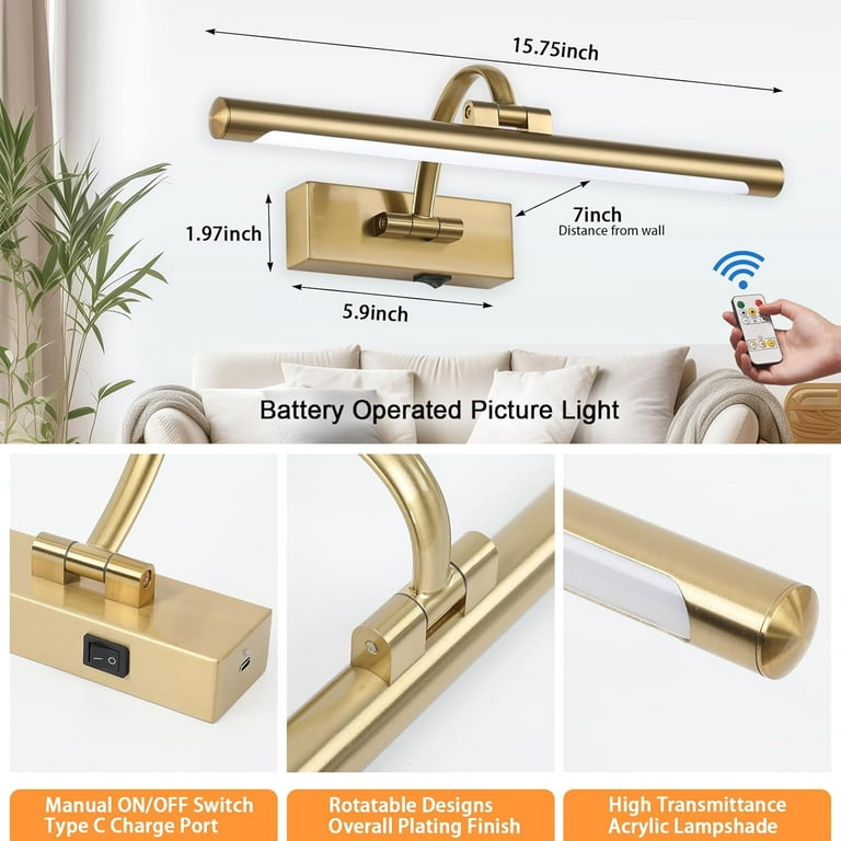 WAC Lighting Hemmingway 24" LED Adjustable Picture Light In Burnished Brass - 2700K