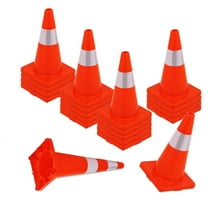 Towallmark 20 Pack 18 Inch, Construction Cones, Safety Traffic Cones with Reflective Collars, PVC Orange Collapsible Cones for Parking Lot, Road Safety, Driving Training, Square Base