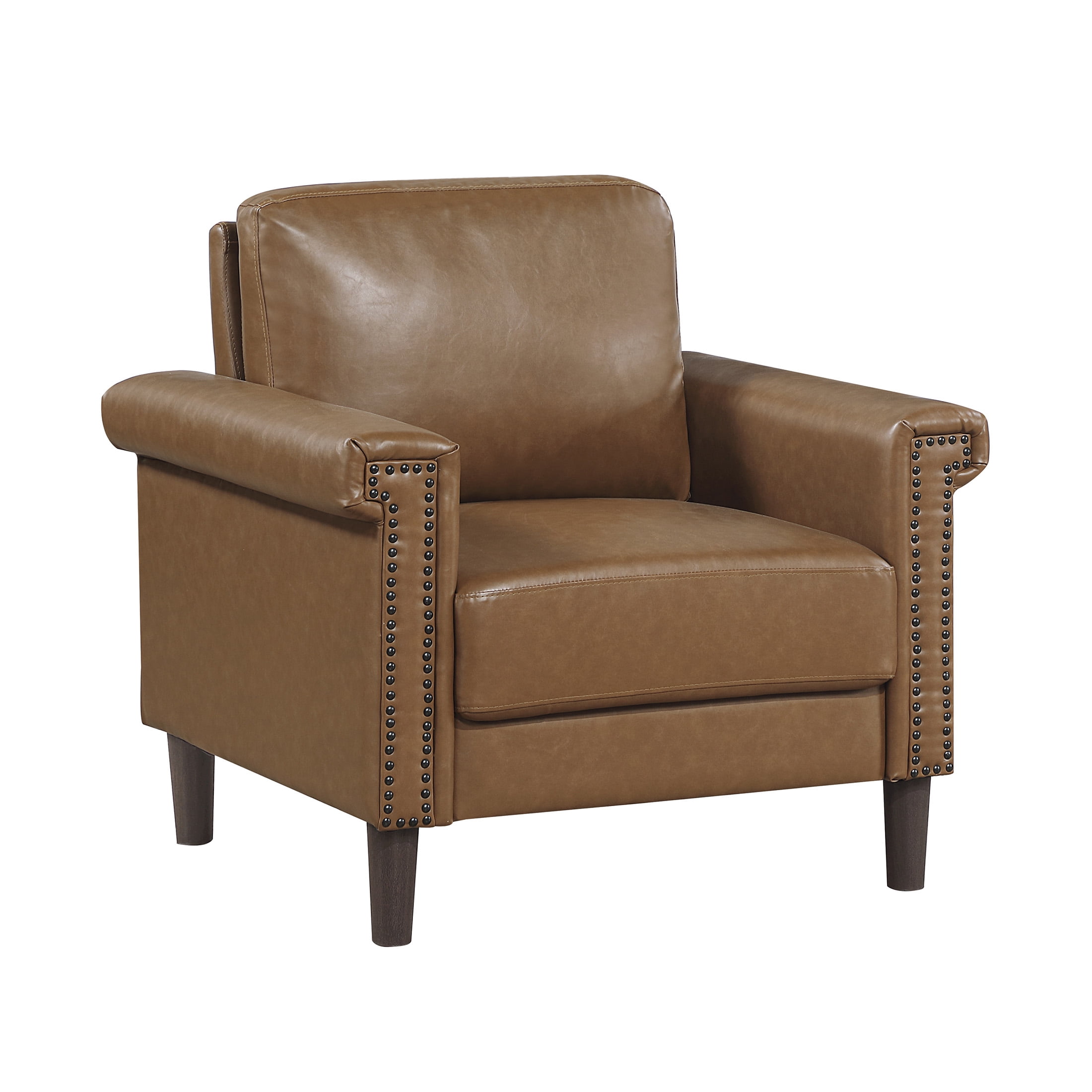 OakvillePark Hartwell Faux Leather Chair with Nailhead Trim, Brown