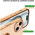 thumbnail image 3 of for Pink iPhone 15 Case with Ring Holder Kickstand [with Magnetic] Soft TPU Bumper, Glitter Gold Electroplated Cover Full Camera Protective Phone Case for iPhone 15 2023, 3 of 14