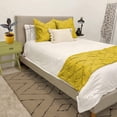thumbnail image 2 of BedDecor 600 Thread Count Pinch Pleated 3 Piece Solid (Yellow, Queen) 100% Egyptian Cotton Base Bed Runner, 2 of 5