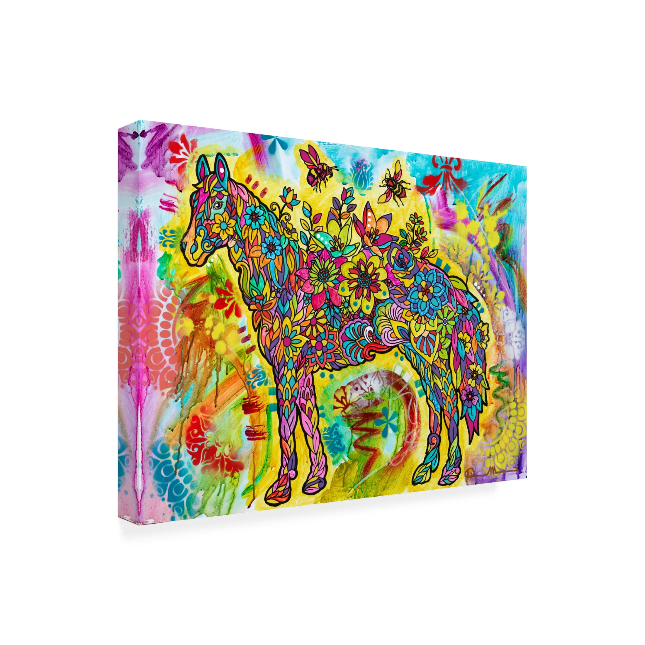 Canvas Wall Art - Dean Russo 'Flower Horses' Wall Art for Living Room, Bedroom, or Office Décor by Trademark Fine Art - 32 x 24 Inches