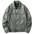 thumbnail image 2 of Munlar Kids Leather Jacket- Leather Fashion Stand Collar Punk Motorcycle Washed Leather Long Sleeve Hoodless Casual Outwear Overcoat for Men Christmas Winter Coat Clearance, 2 of 9