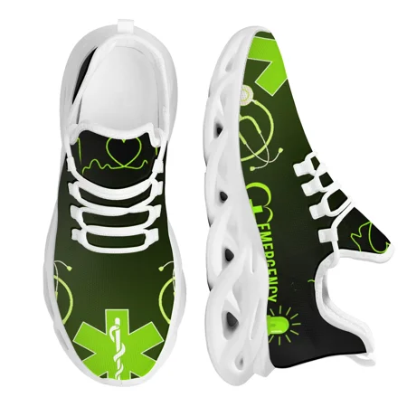 

EMT EMS EMR Paramedic Print Shoes for Women Medical Surgical Design Breathable Sneakers Lace Up Footwear Zapatos