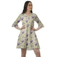 thumbnail image 1 of Moomaya Robe Chemise en Crêpe Poly pour Femmes Manches à Volants Imprimées Tenue d'Été Décontractée, 1 of 4