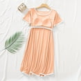 thumbnail image 6 of Lovskoo 2024 Women's Short Sleeve Nightgown Casual Round Neck Mid-Calf Sleepshirts with Soft Homewear Sleepwear Dress Orange-XL, 6 of 9