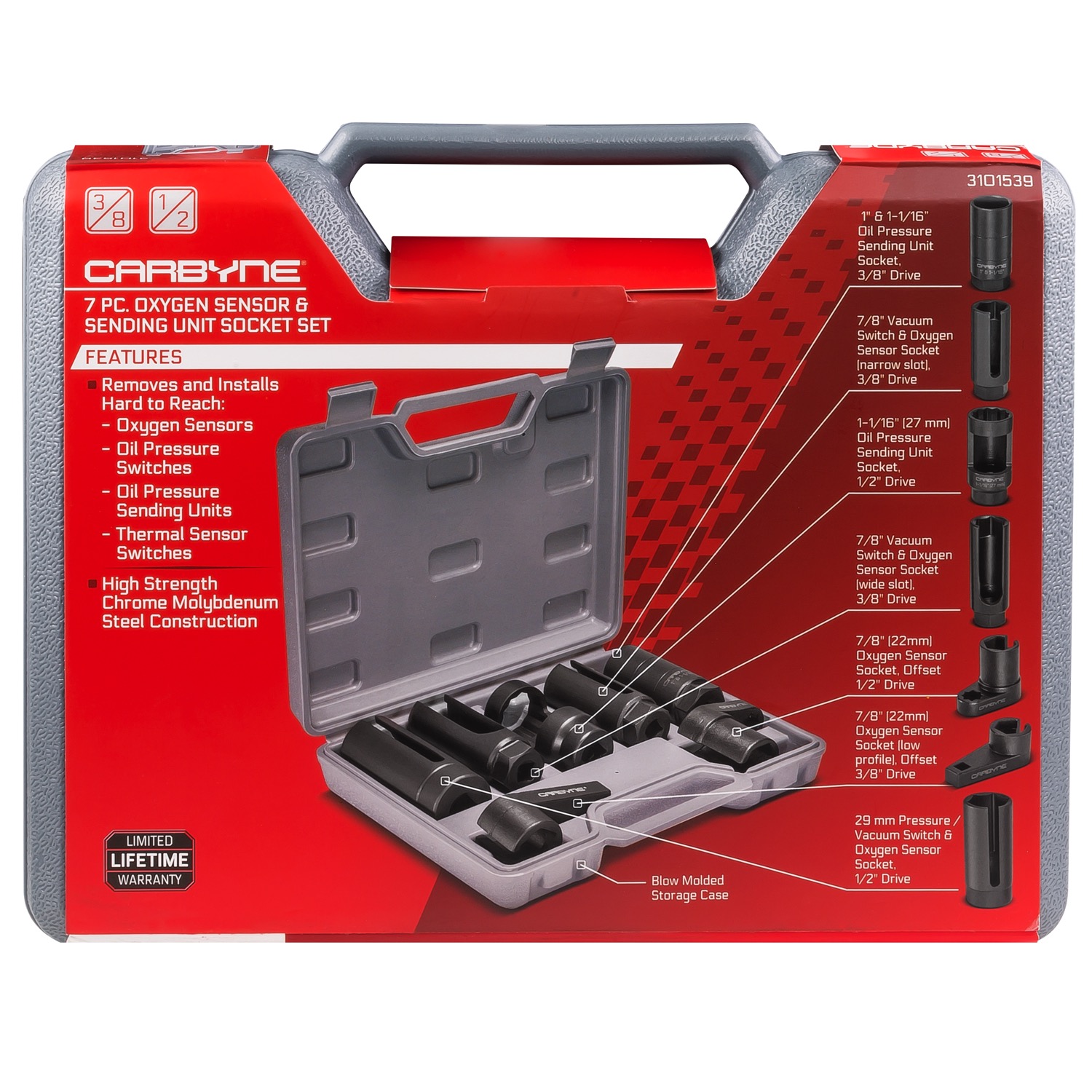 CARBYNE Oxygen (O2) Sensor & Sending Unit Socket Set, 7 Piece