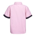 thumbnail image 2 of YUUMIN Kids Boys Short Sleeve Button Down Shirt Lapel Collar Oxford Dress Shirt School Uniform Shirt Pink 170, 2 of 7
