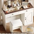 thumbnail image 5 of White 43.4" Vanity Table With 11 Led Lights, Large Mirror, 3 Drawers, Adjustable Brightness, Women's Dressing Desk And Stool, 5 of 5