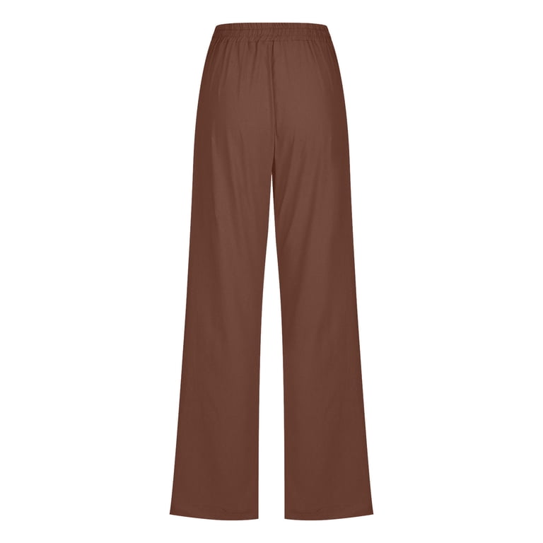 plus size brown dress pants Womens Plus Size High Waisted Ruched Detail Casual Pants, Stone, Size 1X