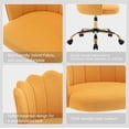 thumbnail image 4 of Swivel Office Chair, Modern Home Office Desk Chair, Velvet Shell Back Vanity Chair with Golden Metal Base, Height Adjustable Upholstered Cute Task Chair, Mustard, 4 of 14