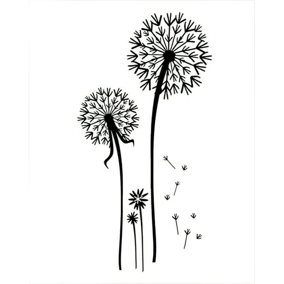 Dandelion Bunch Wall Vinyl Decals Sticker Die-Cut, 23-Inch, Black