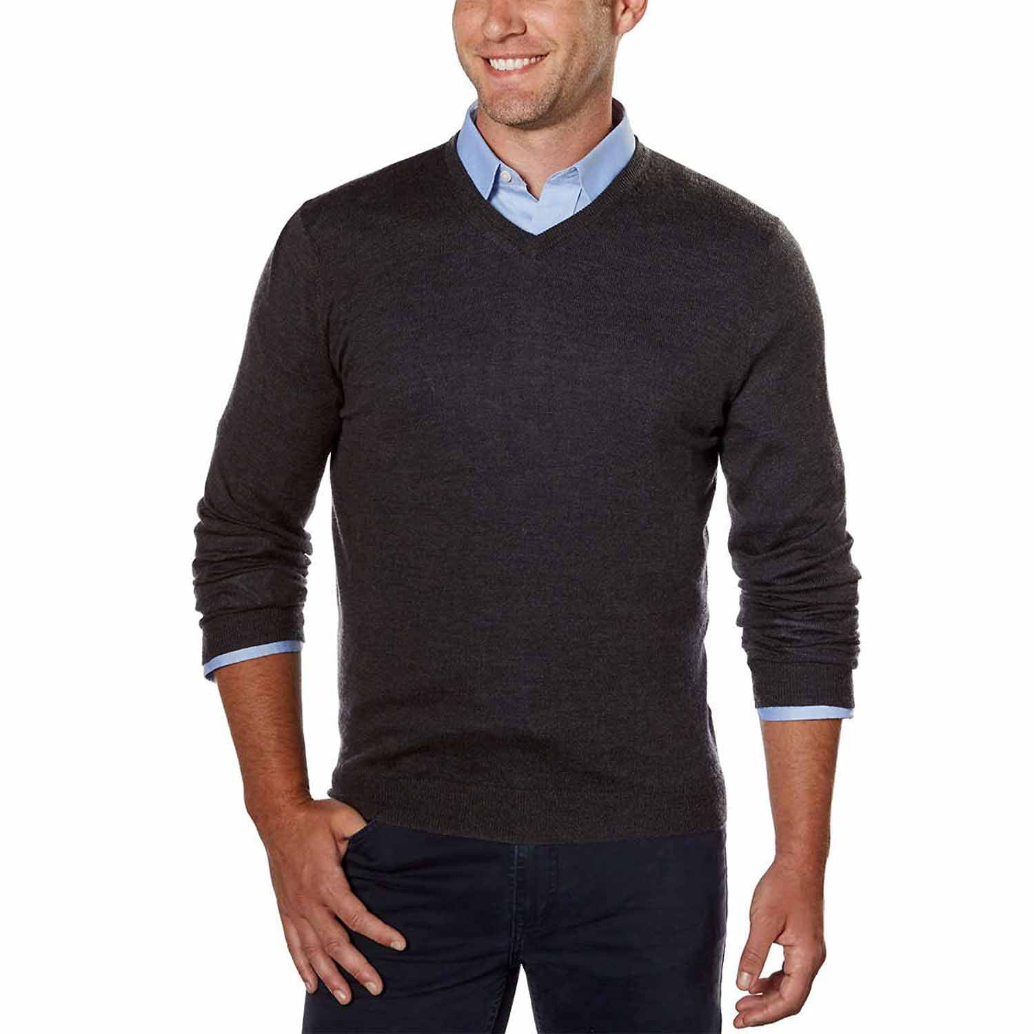 Calvin Klein - Calvin Klein Mens Merino Solid V-Neck Pullover Sweater ...