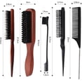 thumbnail image 2 of 5 Piezas Cepillo para Cabello Rizado, de Cerdas Naturales, Peines Para Húmedo O Seco, Peine Melena, Barba y Pestañas, Ergonómico Suave (Marrón, Negro) Marr贸n, Negro, 2 of 7
