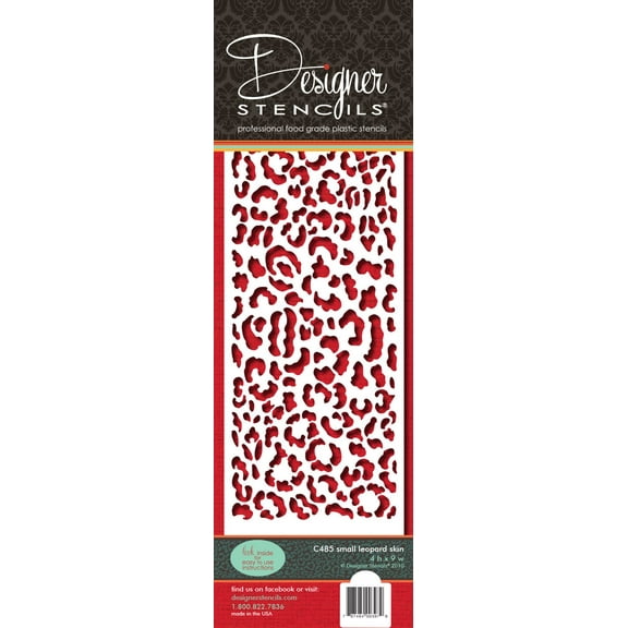 Designer Stencils Leopard Skin Cake Stencil, 4-Inch, Beige/Semi-Transparent
